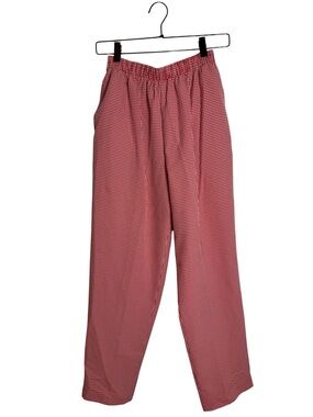 Vintage BonWorth Red White Gingham Check Elastic Waist Pull-On Pants